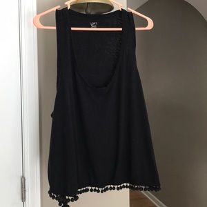 Loft black tasseled Swim coverup tank top